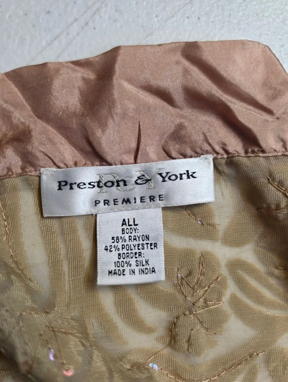 Silk Satin Trim Velvet Burnout Sheer Chiffon Gold  Floral Sequin Scarf